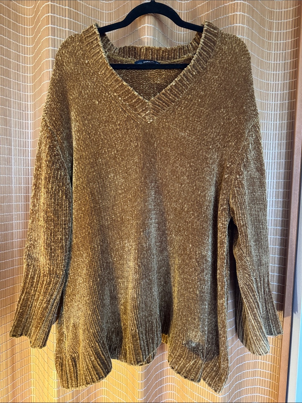 Zara Gold Chenille V-Neck Sweater